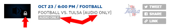Screenshot example of locked icon and audio only content